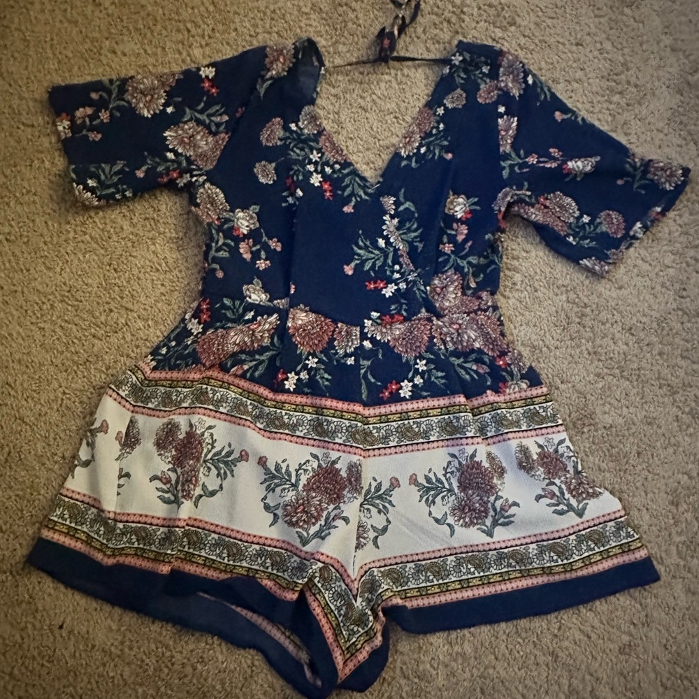 Three pink hearts Multi colored romper